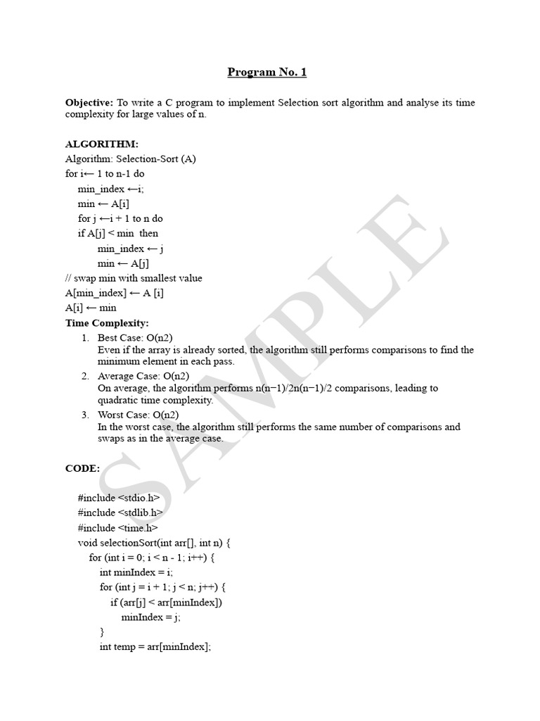 C Programs for Sorting Algorithms Analysis | PDF | Applied Mathematics ...