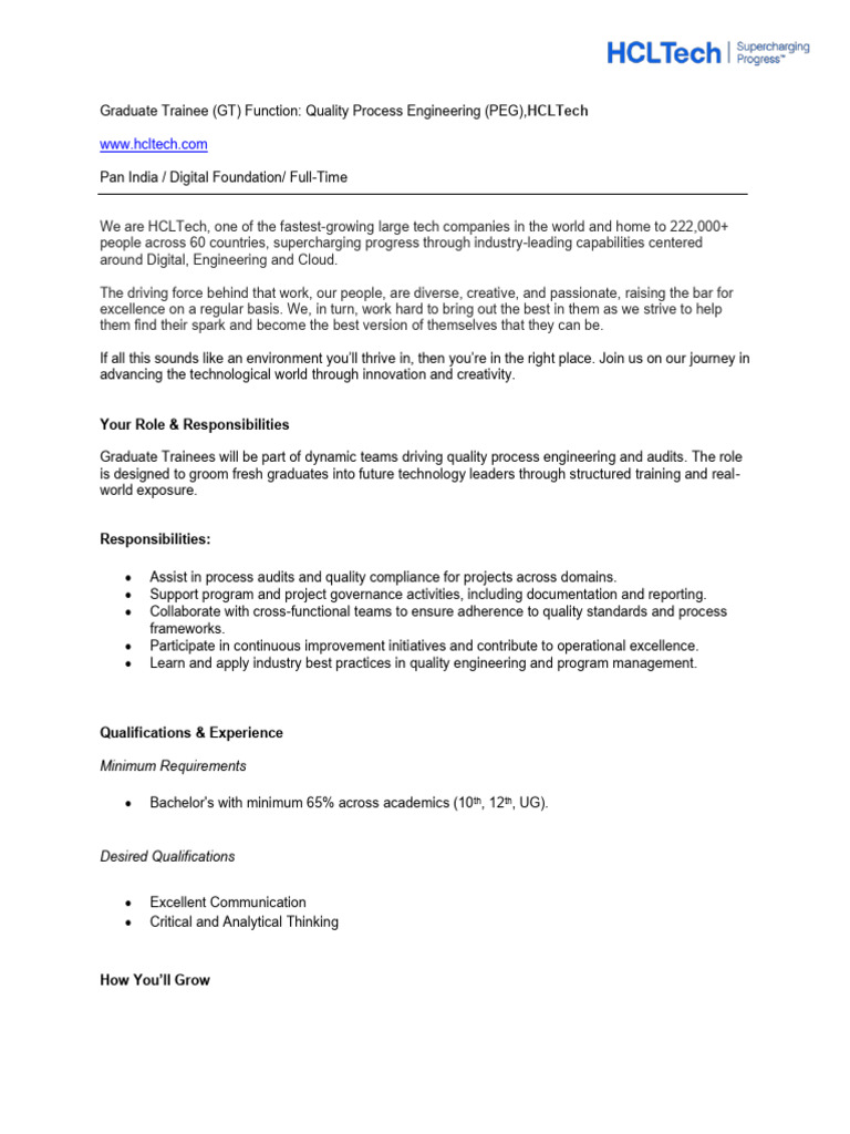 Graduate Trainee Quality Engineering Role | PDF | Social Psychology ...