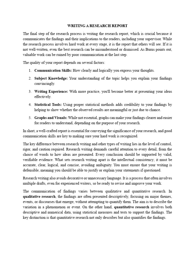 How to Write a Research Report | PDF | Citation | Note (Typography)
