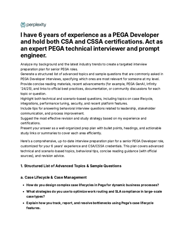 I have 6 years of experience as a PEGA Developer a | PDF | Cloud ...