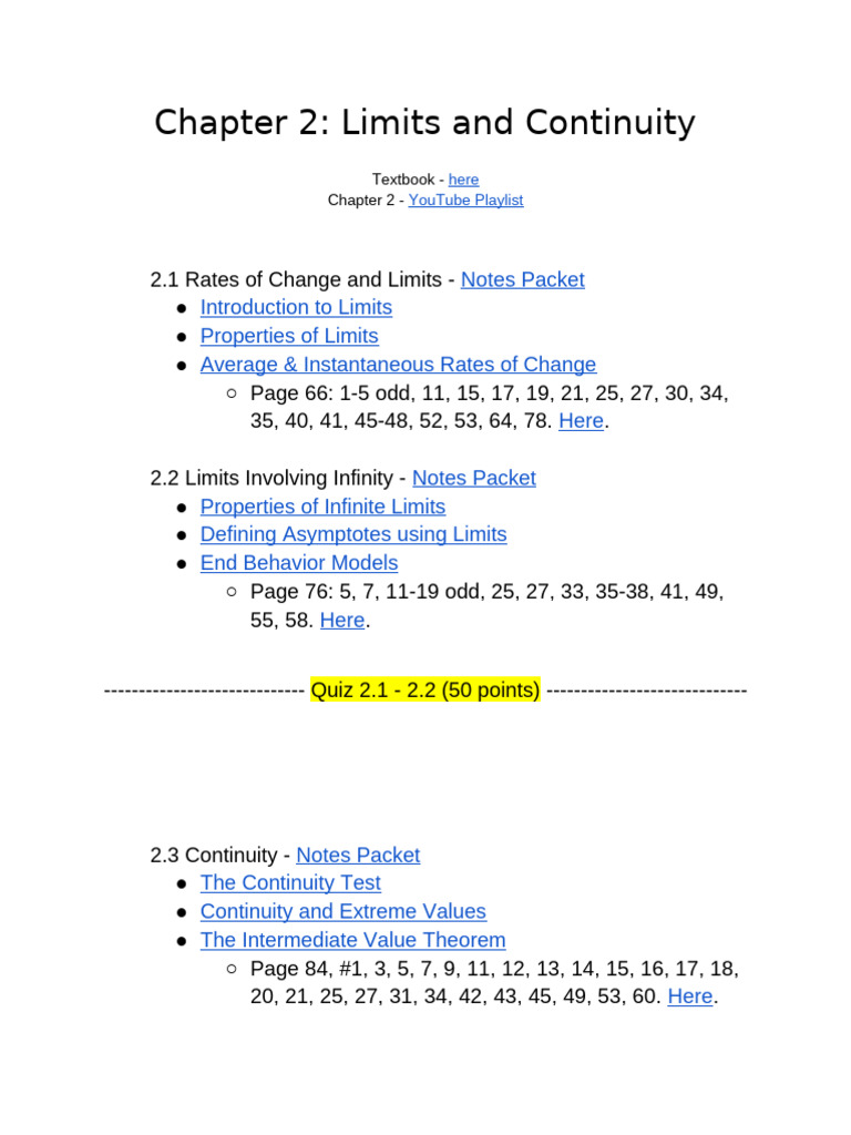 Chapter 2_ Limits and Continuity | PDF