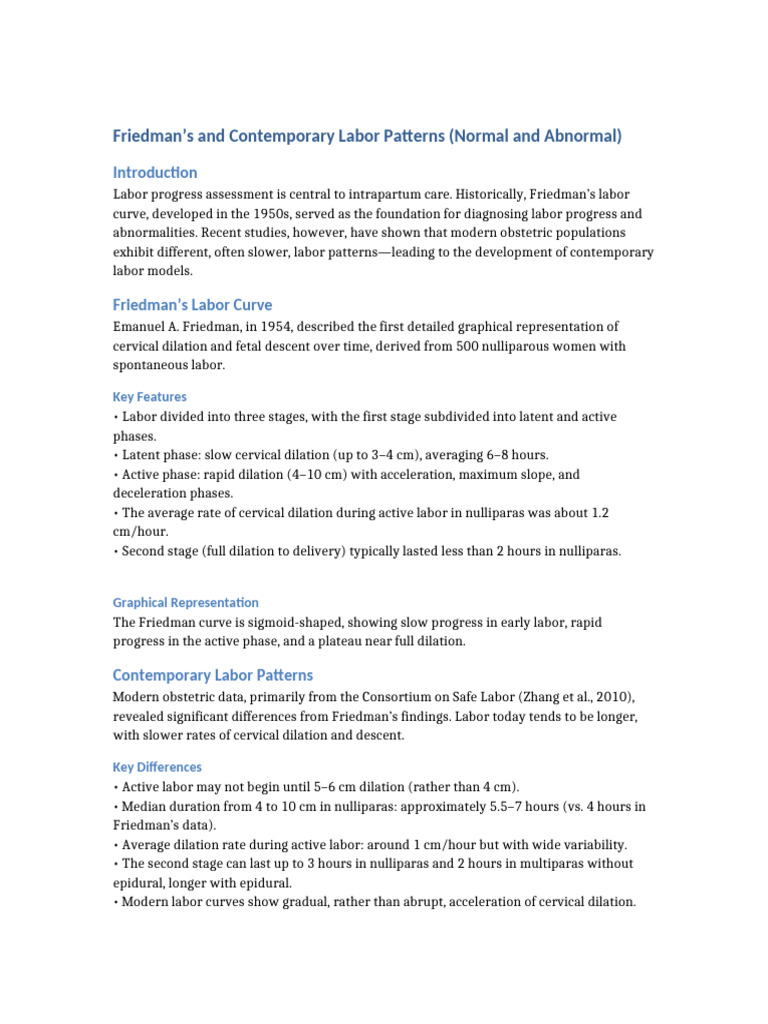 Modern Labor Patterns vs. Friedman’s Curve | PDF | Childbirth | Medical ...