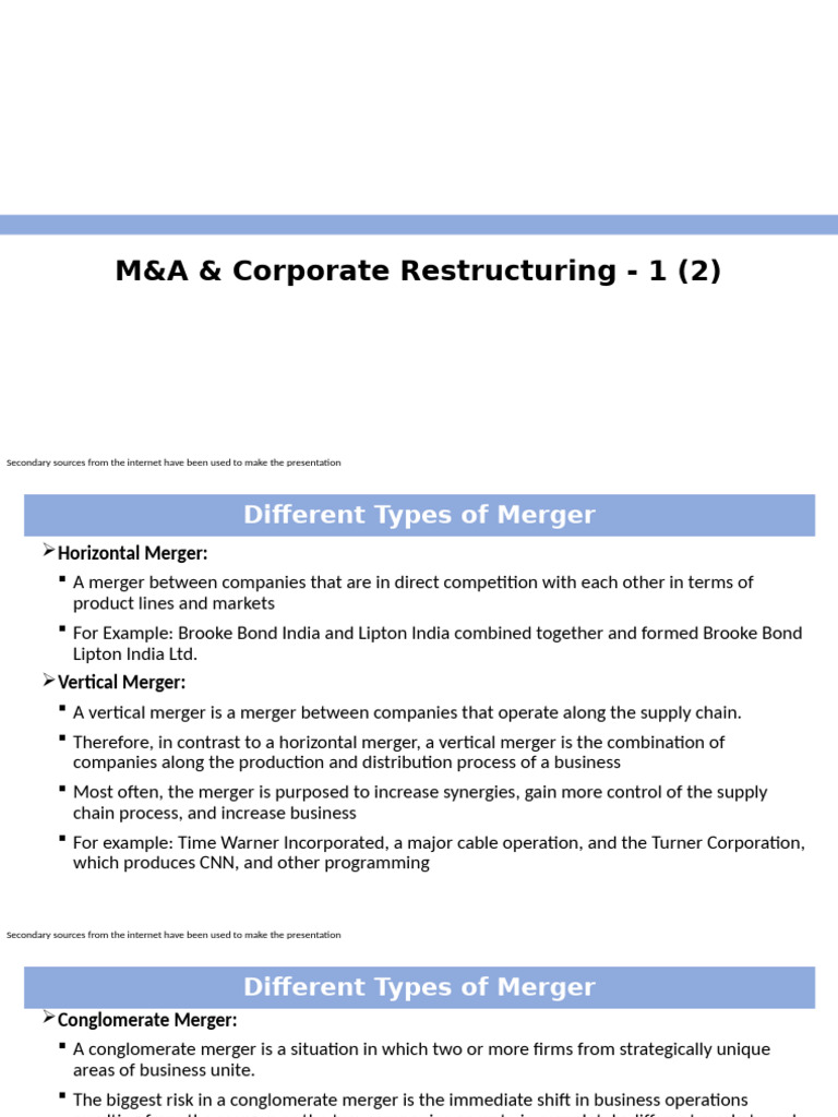 MA Corporate Restructuring 1 (2) | PDF | Mergers And Acquisitions ...