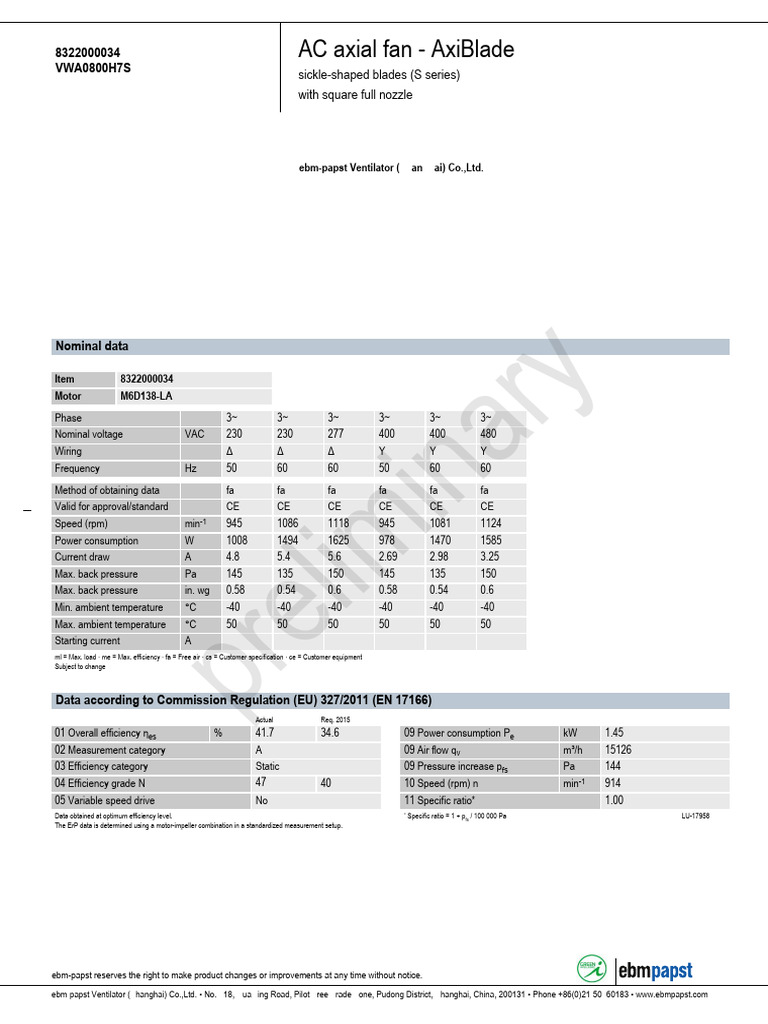 AC Axial Fan Technical Specifications | PDF | Alternating Current ...