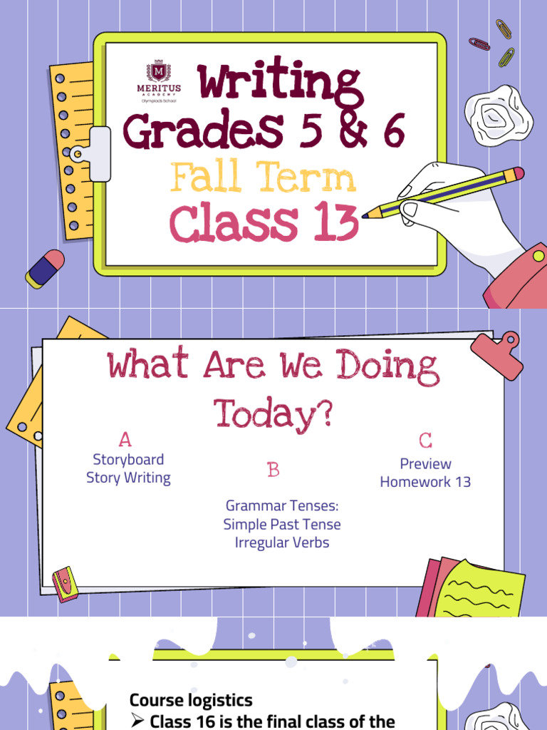 Class13 Fall Writing G5-6 Notes Dec 4-7 | PDF | Grammatical Tense ...