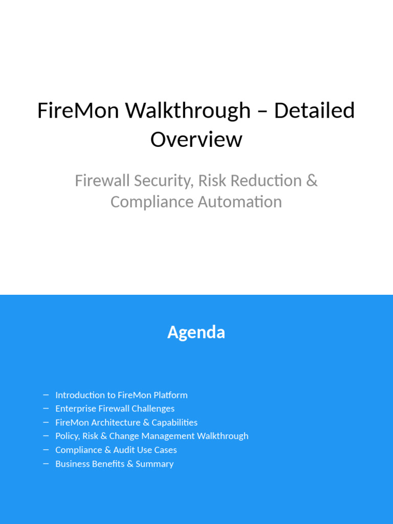 FireMon_Elaborated_Colorful_Walkthrough | PDF | Audit | Risk