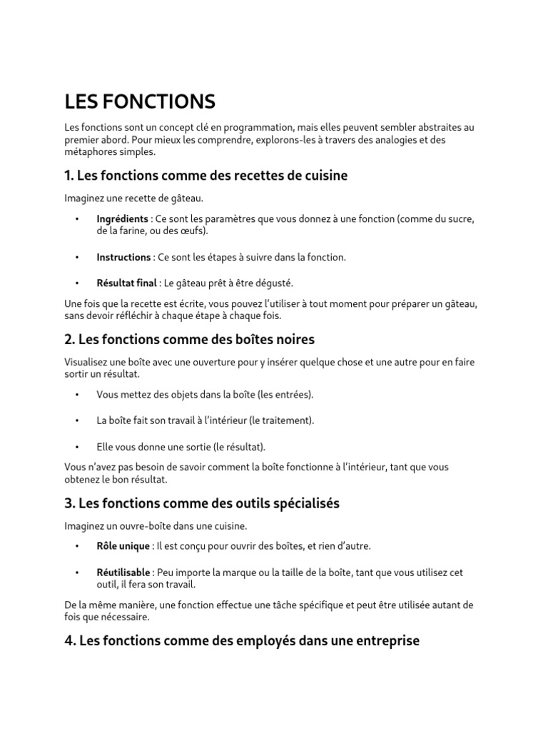 Comprendre les Fonctions en Programmation | PDF | Programmation ...