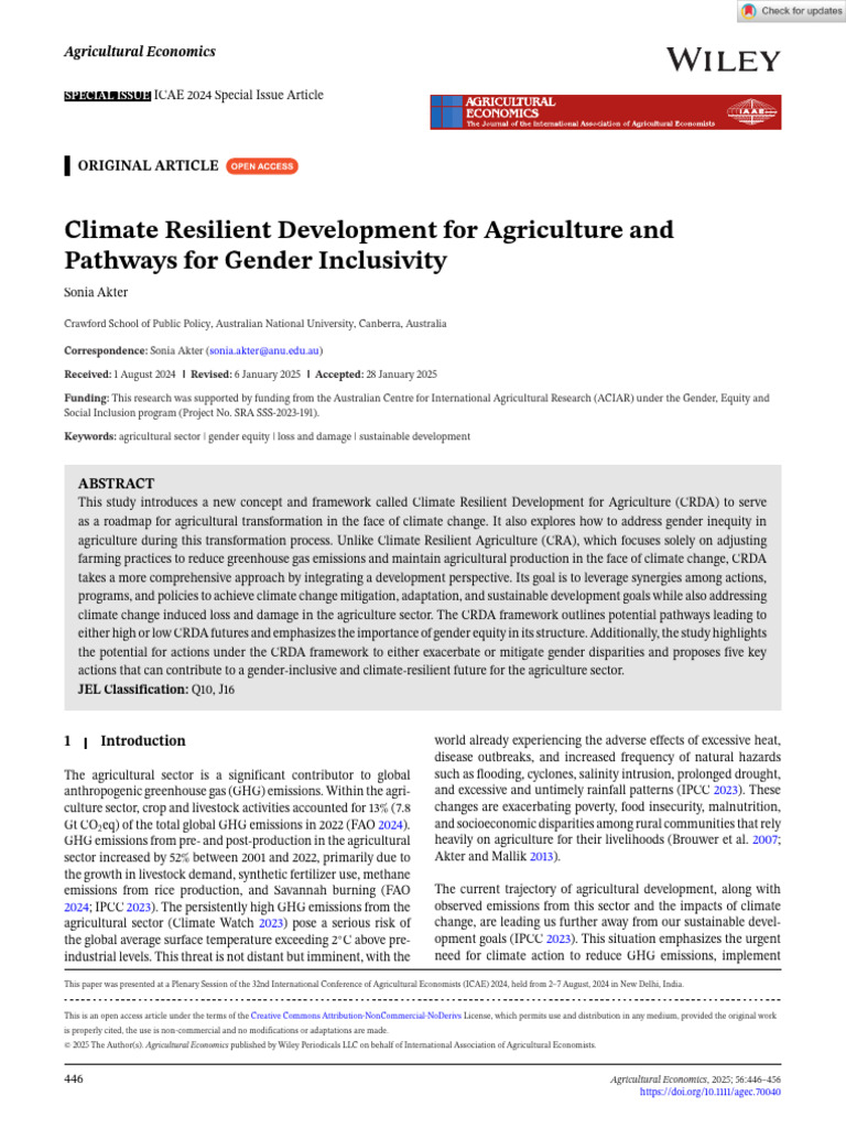 Climate Resilient Development in Agriculture | PDF | Climate Change ...