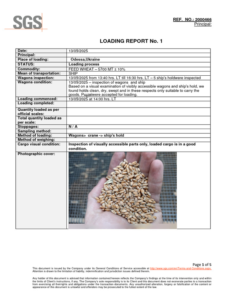SGS Loading Report - No 1 - 13022024 - FEED WHEAT - 2000466 - 240215 ...