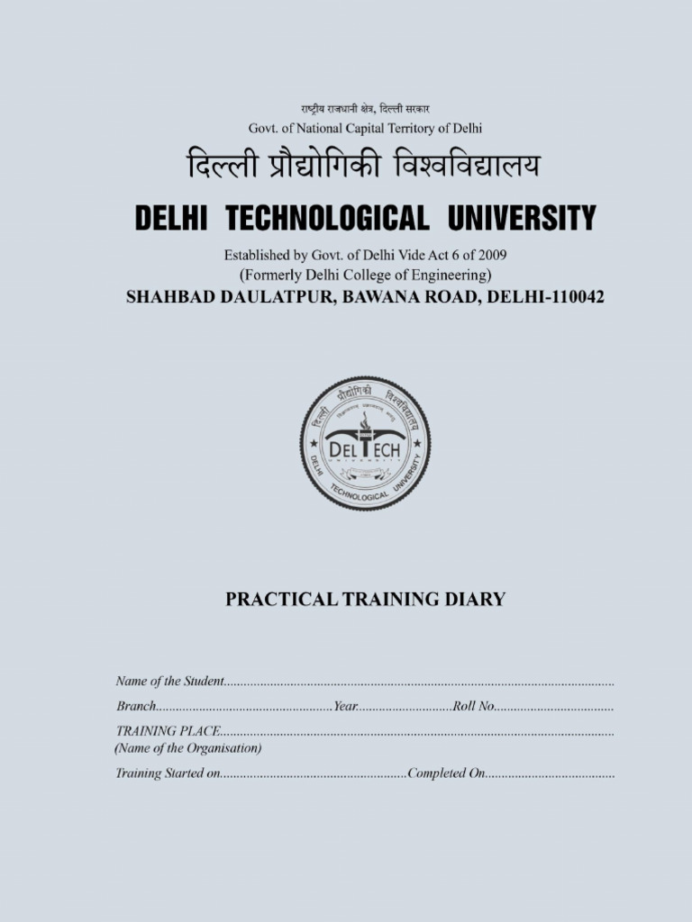 DTU Internship Training Diary | PDF