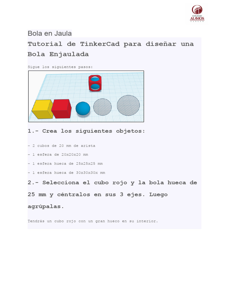 Tutorial TinkerCad: Bola Enjaulada y Spinner | PDF