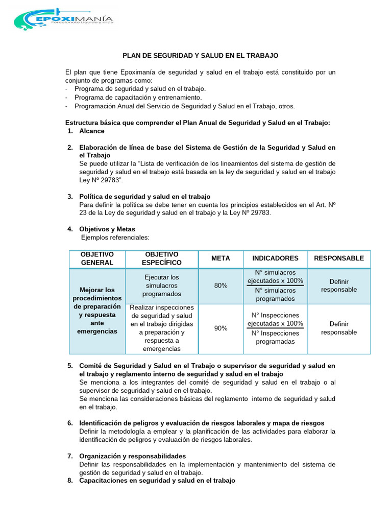 Plan de Seguridad y Salud Laboral | PDF | Seguridad y salud ocupacional
