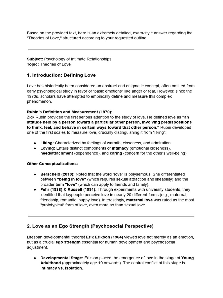 Theories of Love FINAL | PDF | Love | Romance (Love)