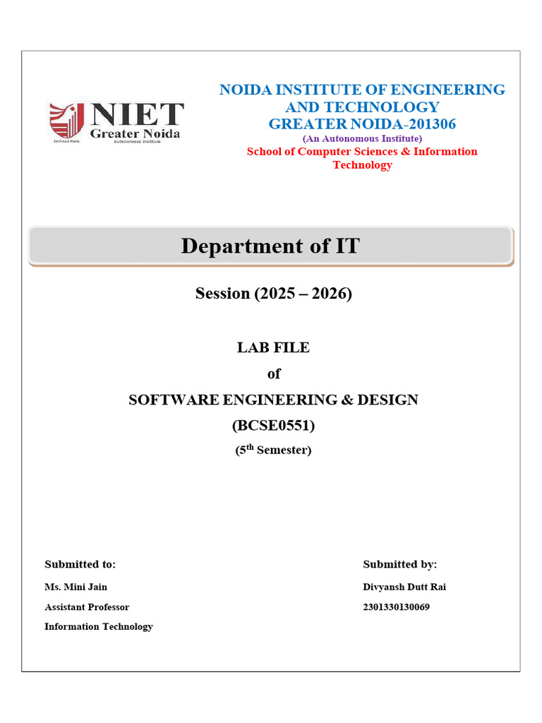 Divyansh SED Lab | PDF | Use Case | Software Engineering