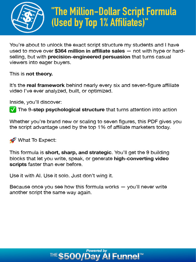 Million-Dollar Affiliate Script Formula | PDF | Psychology ...