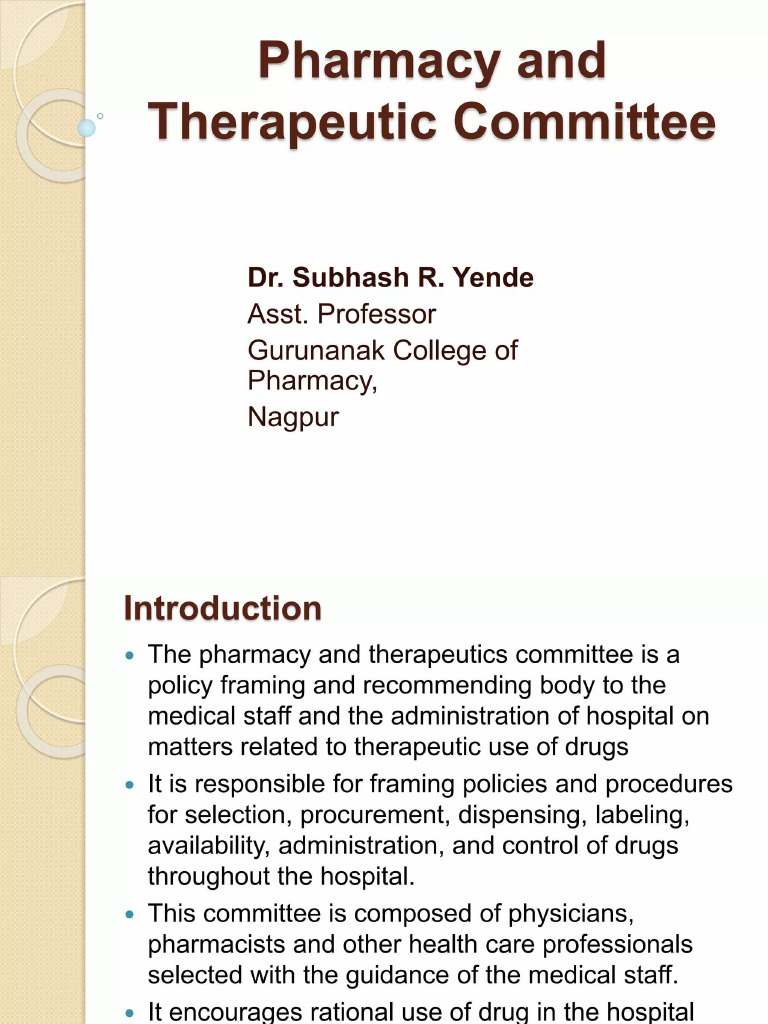 Pharmacy and Therapeutic Commette | PDF