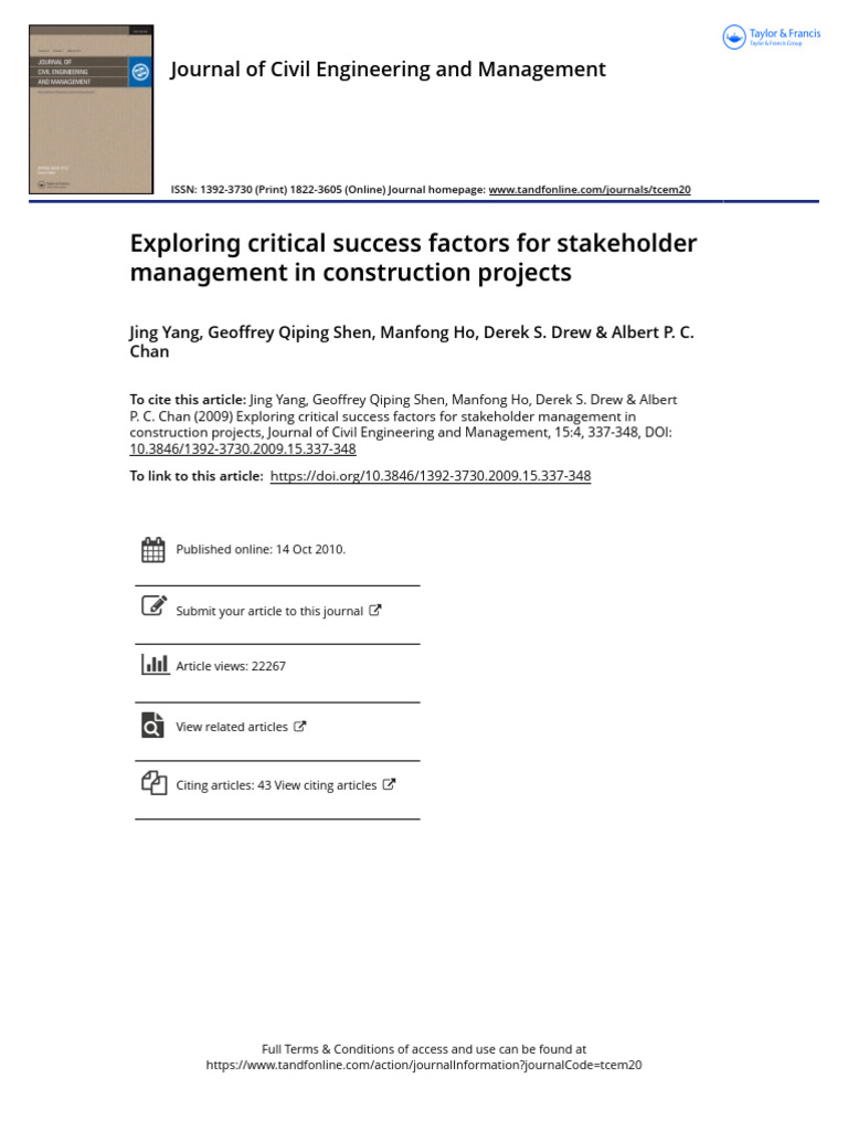 Exploring Critical Success Factors for Stakeholder Management in ...