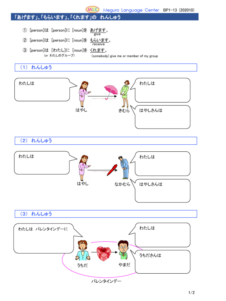 Agemasu Moraimasu Kuremasu | PDF