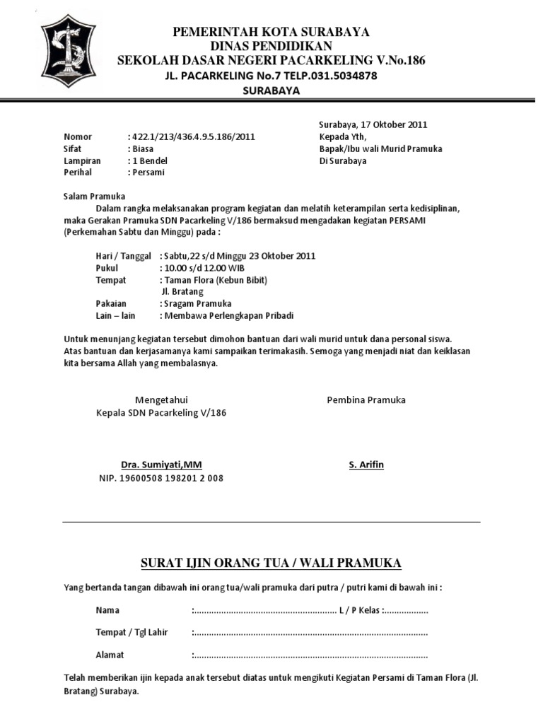 29 Contoh Surat Izin Perkemahan Pramuka Pictures