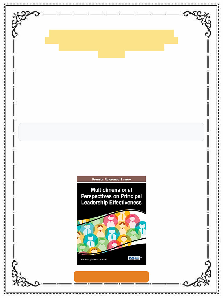 Multidimensional Perspectives on Principal Leadership Effectiveness 1st ...