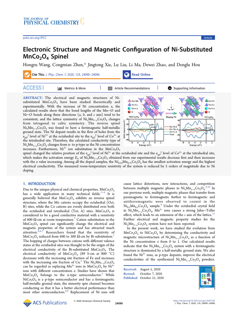 Wang Et Al 2020 Electronic Structure and Magnetic Configuration of Ni ...