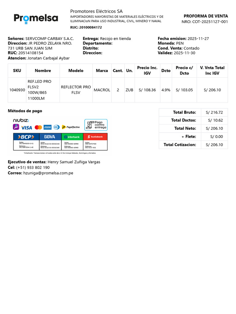 COT 20251127 001 - Proforma | PDF | Business