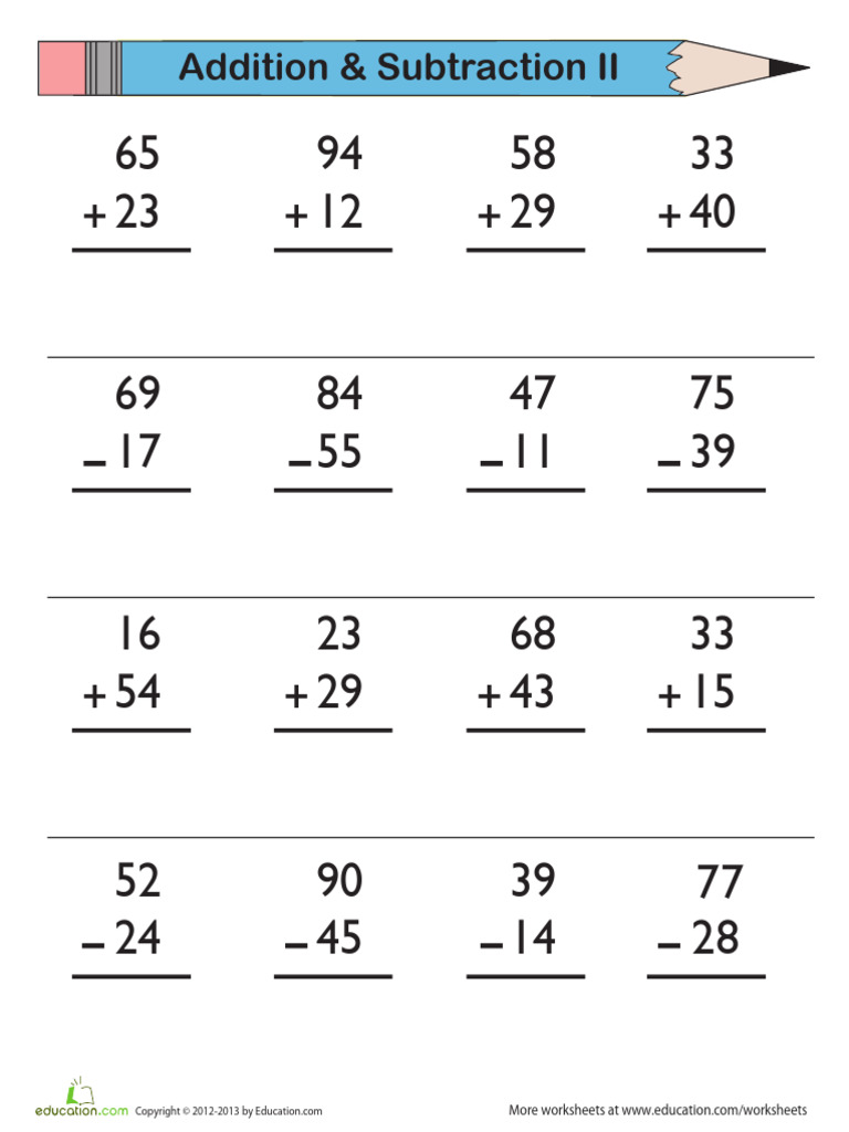 Addition & Subtraction Worksheets | PDF