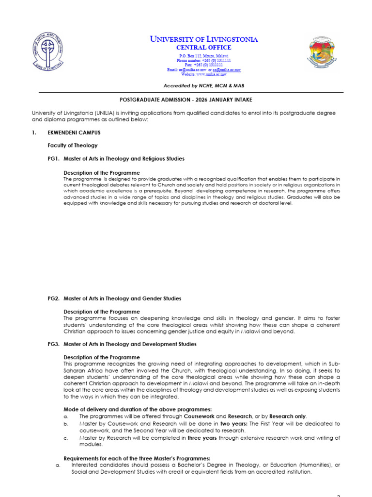 UNILIA Postgraduate Admissions 2026 | PDF | Postgraduate Education ...