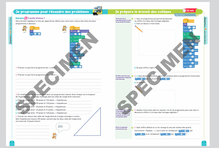 Programmation Scratch : Hypoténuse et Chiffres | PDF | Angle