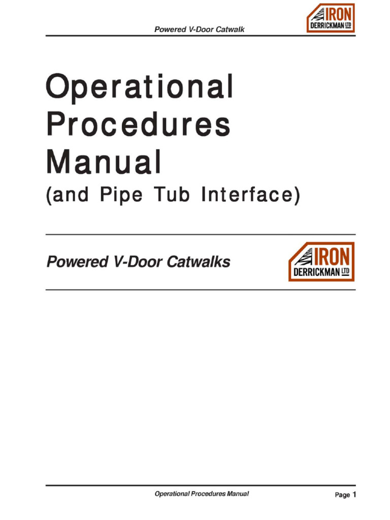 Iron Derrickman Powered V-Door Catwalk Ops Manual | PDF