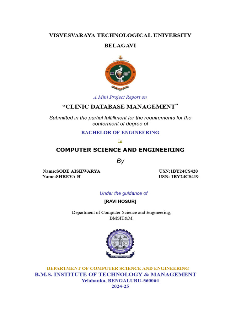 Clinic Database Management System Report | PDF | Databases | Data ...