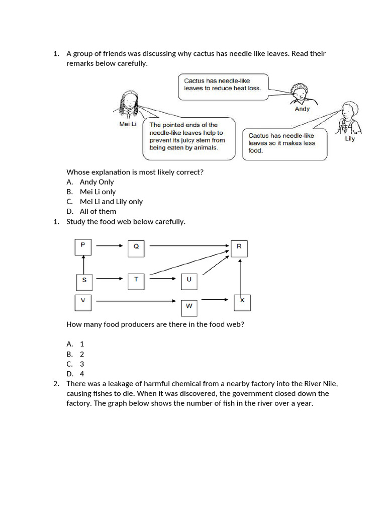 Science Quiz on Ecosystems and Adaptations | PDF | Seed | Plants
