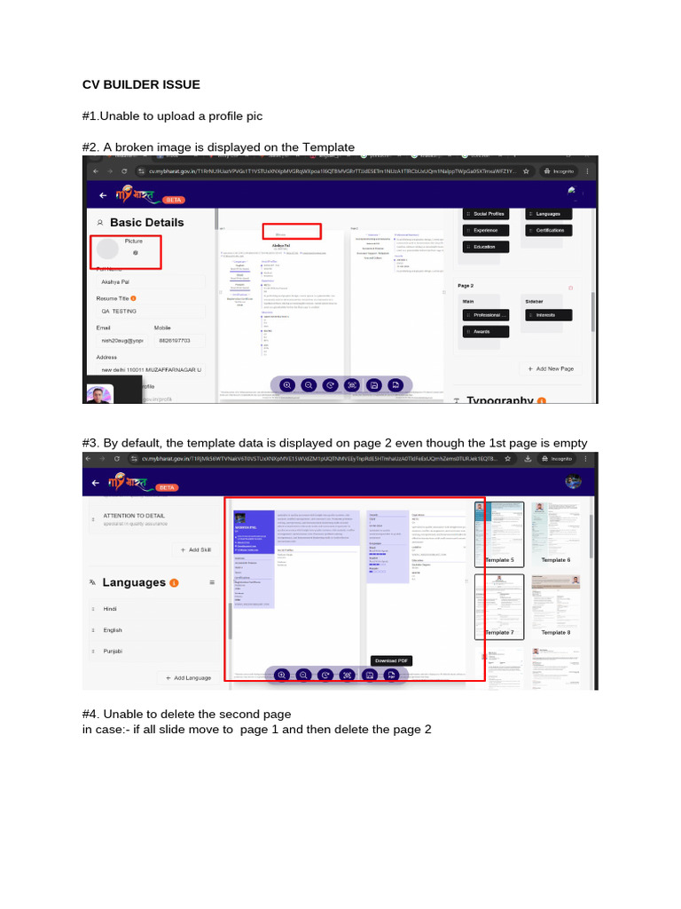 CV Builder Issues and Solutions | PDF