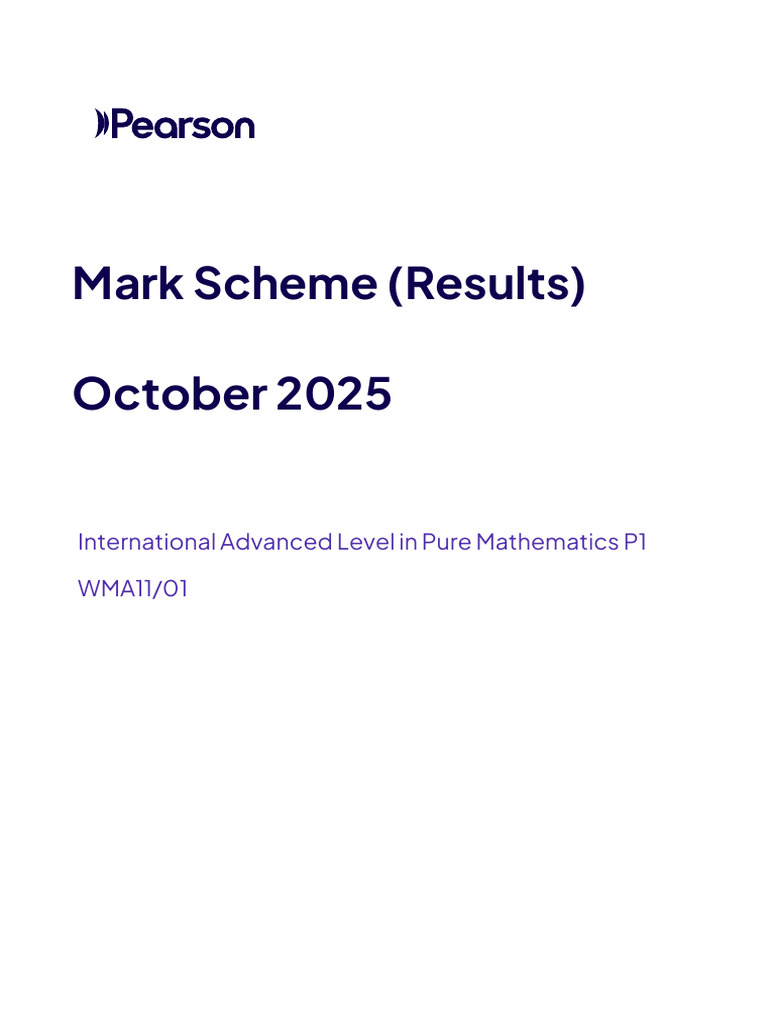 Pure Mathematics P1 Mark Scheme 2025 | PDF | Mathematics | Elementary ...