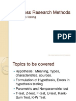 Business Research Methods: Hypothesis Testing