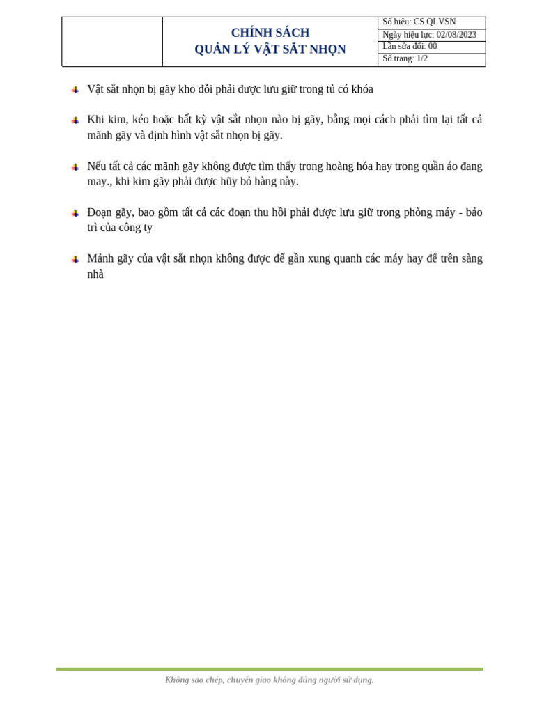 ABC-B-7-8 CS Quan Ly Vat Sat Nhon - Sharp Tool Control Policy | PDF