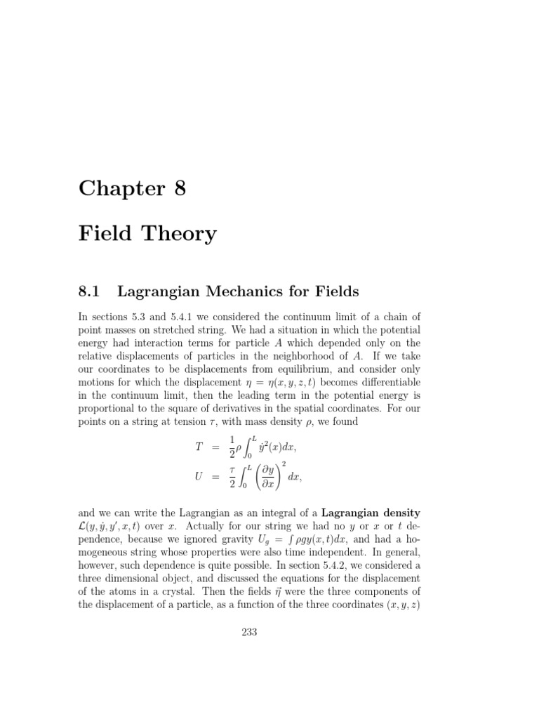 Lagrangian Mechanics in Field Theory | PDF | Lagrangian Mechanics ...