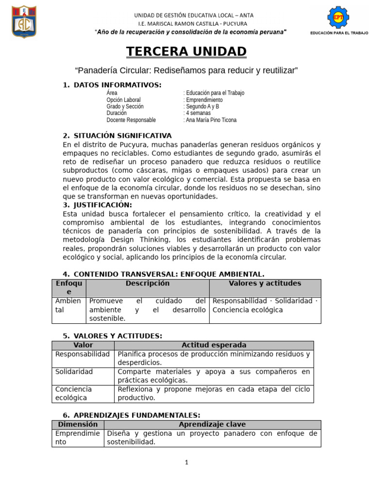 2° Tercera Unidad de Aprendizaje | PDF | Residuos | Sustentabilidad