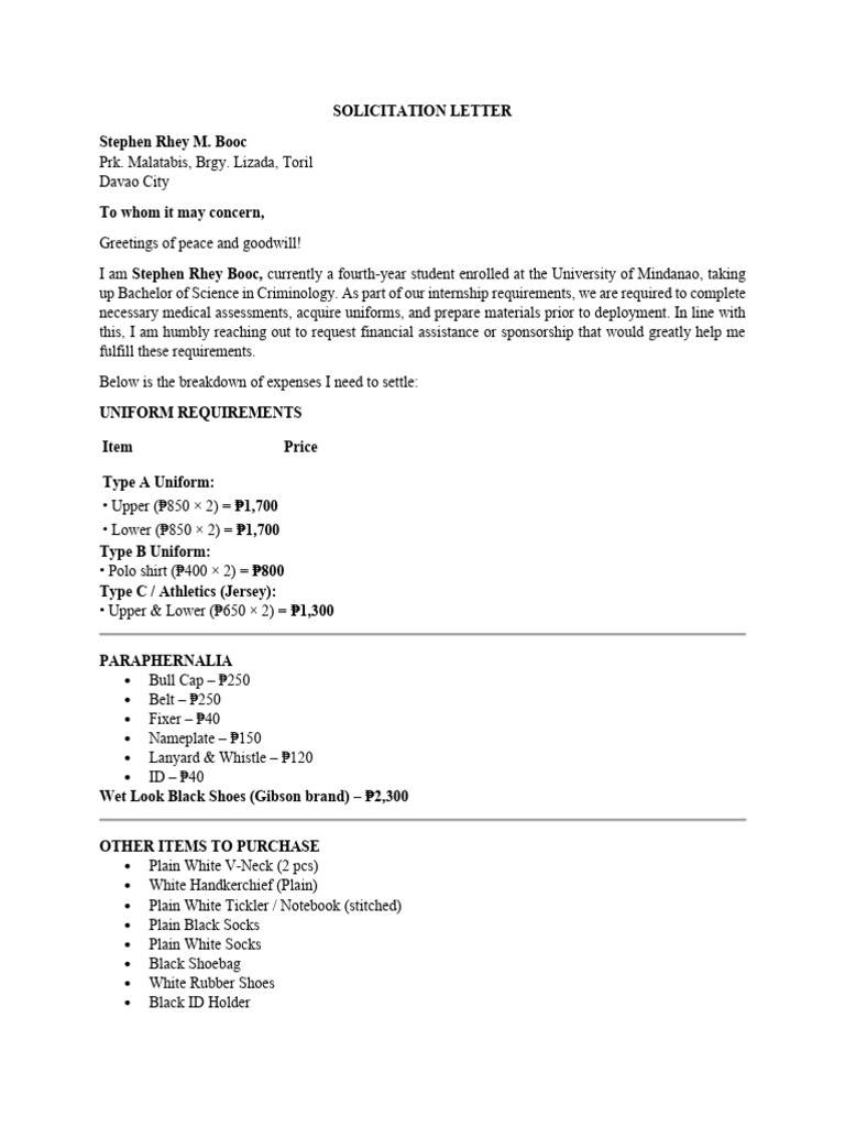 Solicitation Letter Revised | PDF