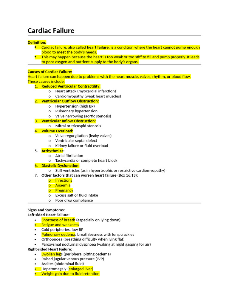 Understanding Cardiac Failure Causes & Management | PDF | Heart | Heart ...