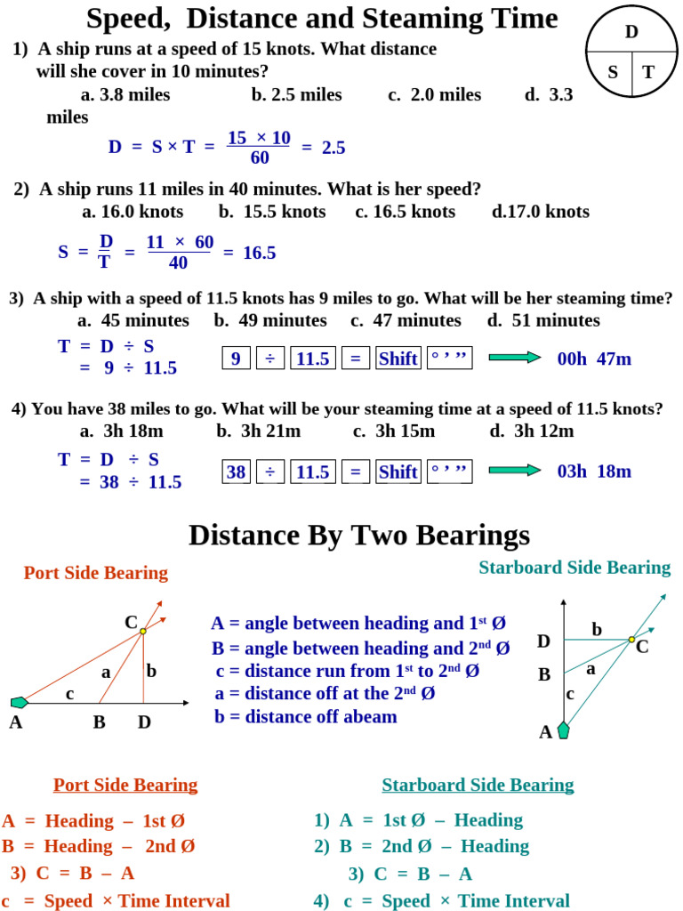 Distance by Two Bearings | PDF | Ships | Navigation