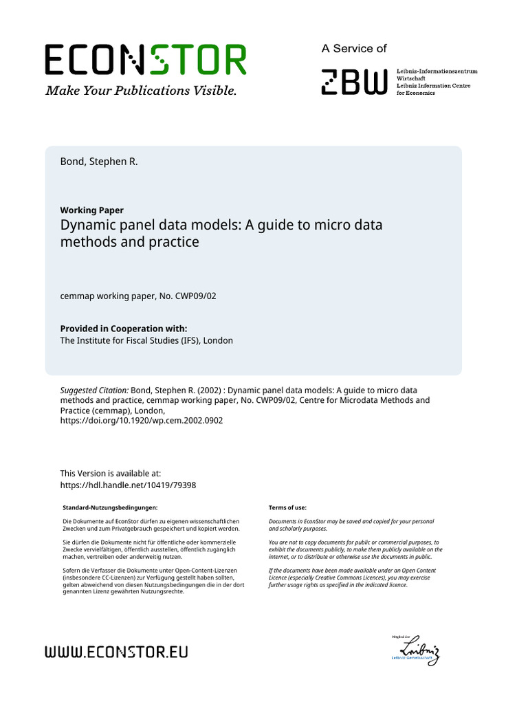 Dynamic Panel Data Models Guide | PDF