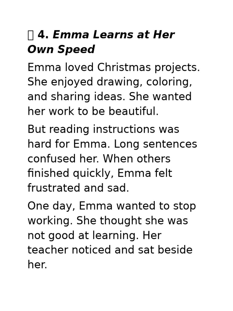 Emma's Journey: Learning at Her Own Pace | PDF