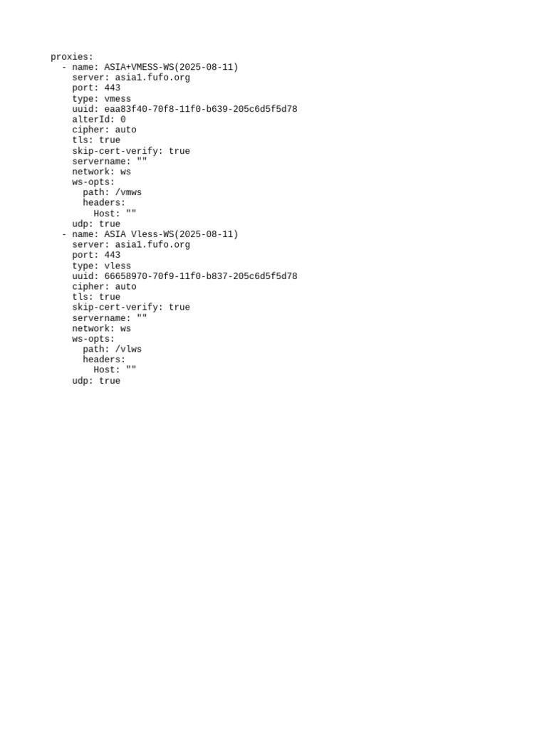 Asia Proxy Configurations for VMESS & VLESS | PDF