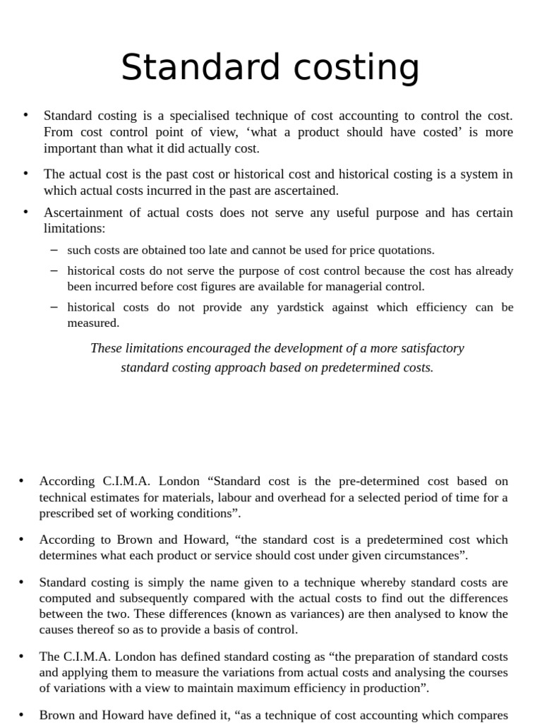 Understanding Standard Costing Techniques | PDF | Cost Accounting ...