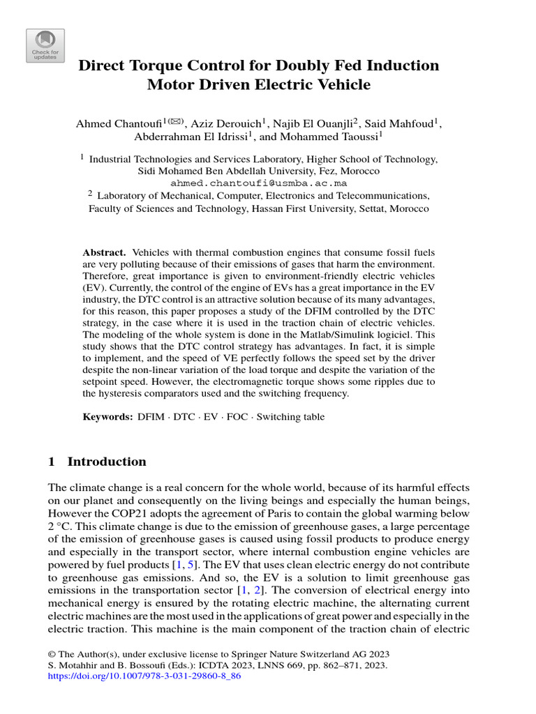 Direct Torque Control for Doubly Fed Induction | PDF | Electric Motor ...