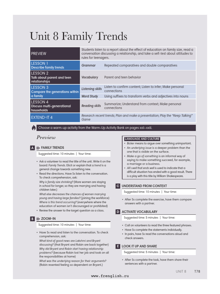 Family Trends and Relationships Guide | PDF | Adolescence | Adjective