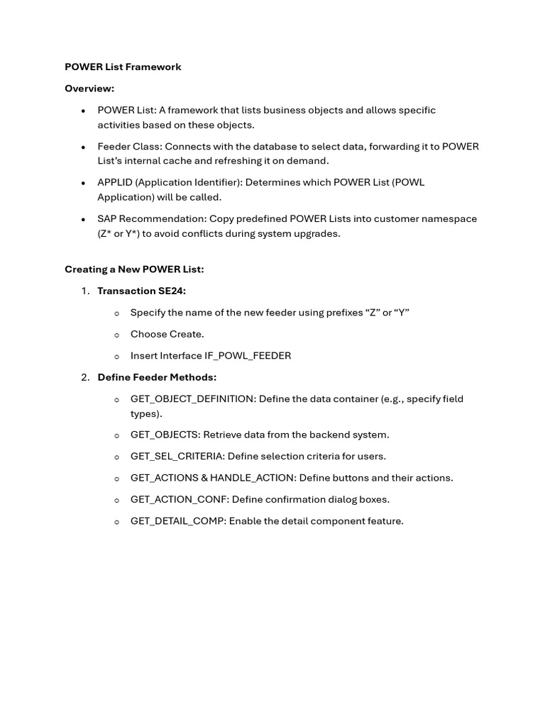 POWER List Framework | PDF