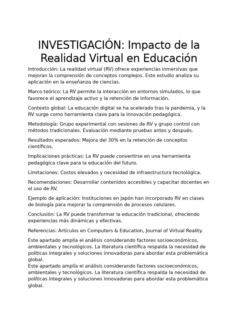 Realidad Virtual 3000 | PDF | Enseñando | Análisis