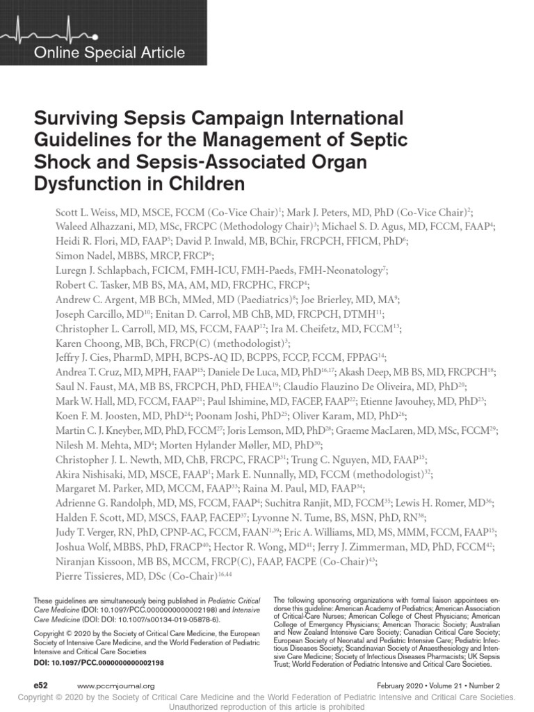 Sepsis Management Guidelines for Children | PDF | Evidence Based ...